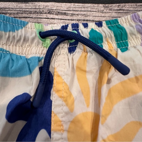 Zara Graphic Print Swim Trunks in Blues, Yellow & Lavender, Mesh Lining Size 10 - Picture 5 of 6